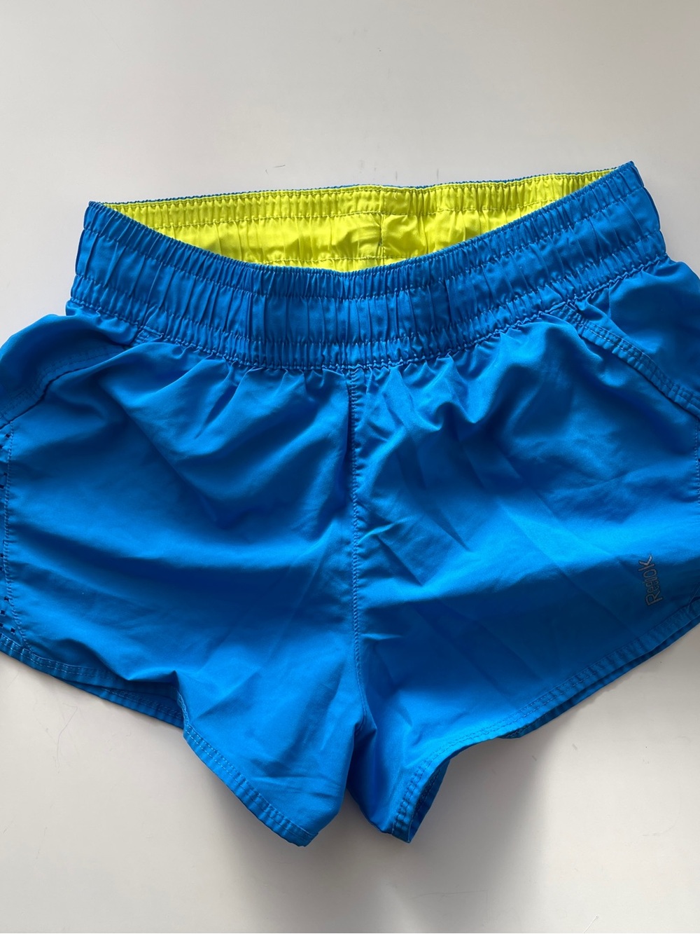 Reebok Playdry Blue Running Shorts with Built-In Brief Lined Athletic Size Small